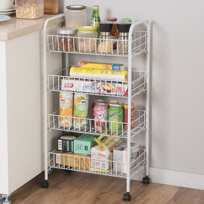 

Ou Runzhe storage rack dense line fixed basket removable four-layer car bathroom towel rack kitchen rack white