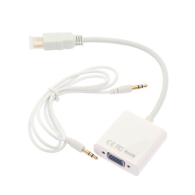 

белый новых HDMI для VGA плюс 3,5 мм 15cm конвертер аудио кабель для HDTV пк адаптер