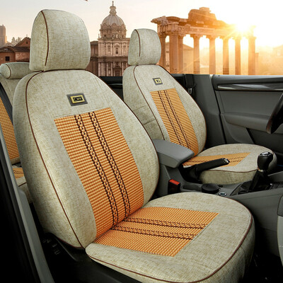 

Chi Qin car seat cover all-inclusive new Jetta Santana Fox Corolla Yinglang CRV Wei Lang Yi Golf 7 Jia travel fabric four seasons universal Roman ice silk - rice coffee