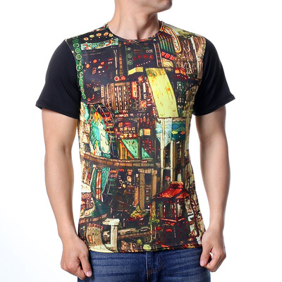 

Mens Slim Fit Casual Printing Tops Short Sleeved O-Neck Pullover T-Shirts