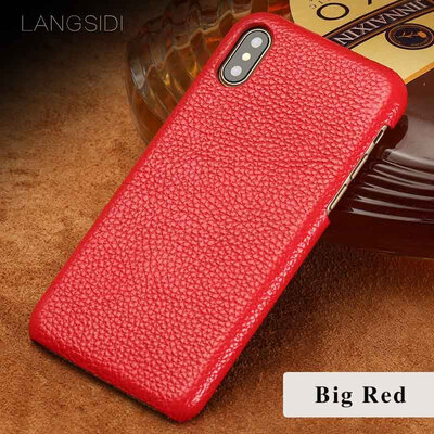 

Genuine Leather Phone Case For iPhone X Case Litchi Texture Back Cover For 6 6S 7 8 Plus Case