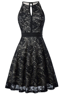 

New Womens Halter Floral Lace Cocktail Party Dress