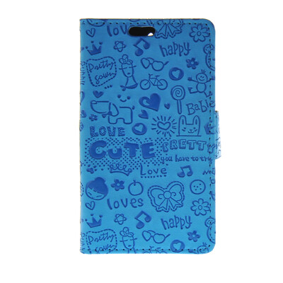 

MOONCASE Cute Little Witch Leather Side Flip Wallet Card Holder Stand Pouch ЧЕХОЛ ДЛЯ Huawei Ascend Y360 Blue
