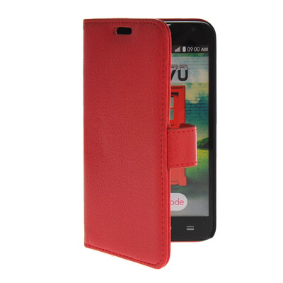 

MOONCASE Litch Skin Leather Side Flip Wallet Card Slot Pouch Slim Shell Back чехол для LG L70 Red