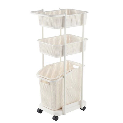 

Jinghuisi Chuang JH0643 hamper laundry basket thick removable mobile storage box rack storage basket 2 layers of white