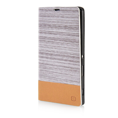 

MOONCASE Canvas Design Leather Side Flip Wallet Pouch Stand Shell Back Case Cover for Sony Xperia T3 Light Brown