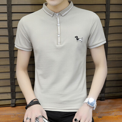 

DaMaiZhang Brand Soild Slim Polo Fashion Casual Business Shirt Summer Tshirt High Elastic Quality Top Tee for Men
