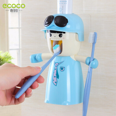 

Children Bathroom Products Cute Design Set Cartoon Toothbrush Holder Automatic Toothpaste Dispenser Toothpaste Squeezers