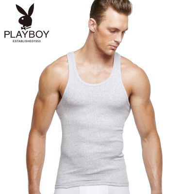 

Playboy vest mens cotton mens vest sweat-absorbent bottoming shirt 7119 white XXL