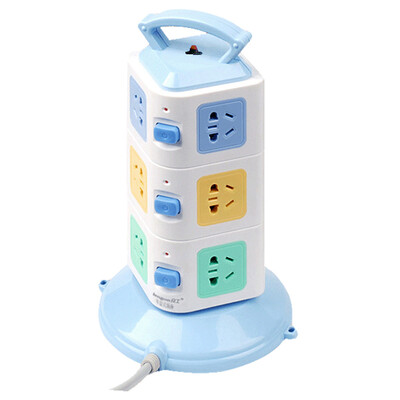 

Lengon portable vertical power outlet plug-in board plug-in control switch vertical row plug overload protection three-layer 12-hole full length of 18 meters