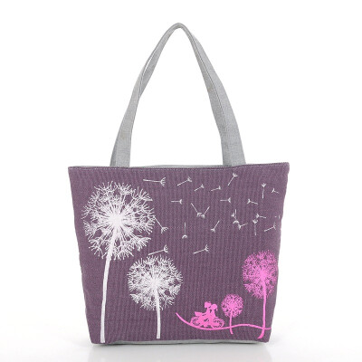 

Womens Canvas Bag Casual Female Shopping Bag Flower Print Bag