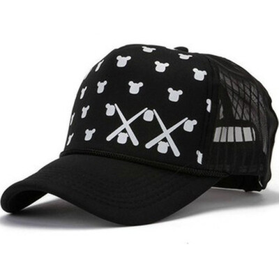 

Jingdong supermarket Meng Si Ke MSEK MMZ13464 men&women Korean baseball cap Mickey head couple net hat duck tongue tide hat white black rice odd