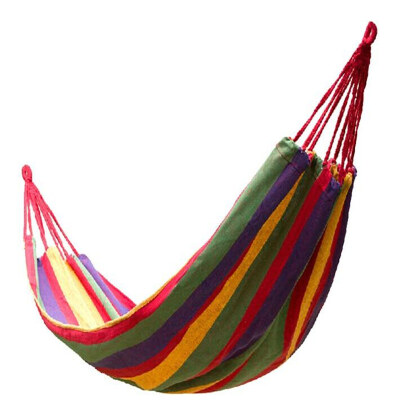 

Pioneer plus thickening widening double canvas color hammock outdoor leisure swing camping camping swing rainbow color 200 * 150cm