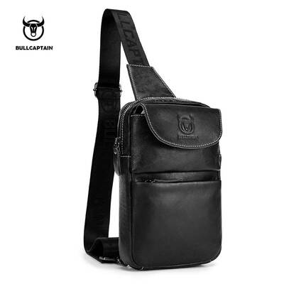 

BULLCAPTAIN 2018 Brand Genuine Leather Men Chest Bag Fashion Crossbody Bags For Men Small Causal Shoulder Bag Message Bags XB098