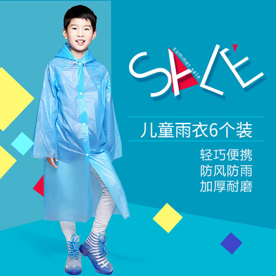 

Banjeni non-disposable childrens raincoat PEVA thickening poncho outdoor hiking travel non-disposable poncho childrens rain gear reusable 2 loaded blue