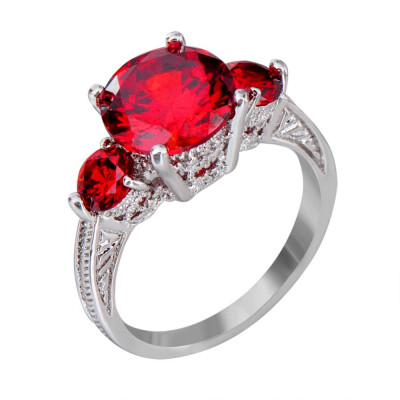 

Aiyaya Europen Style 10kt White Gold Plated Ruby Fashion Jewelry Finger Rings For Womens