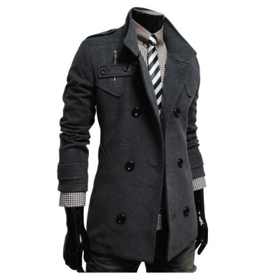 

Zogaa New Men's Wind Coat Double-breasted Long Slim