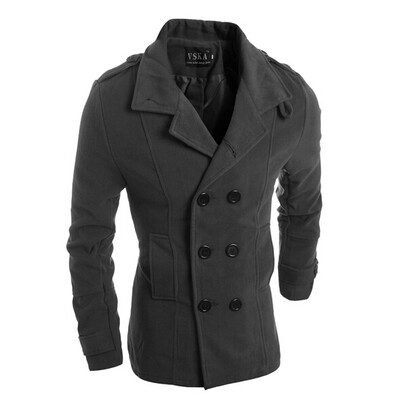 

Zogga New Autumn And Winter Mens woolen Overcoat Epaulet Double-breasted
