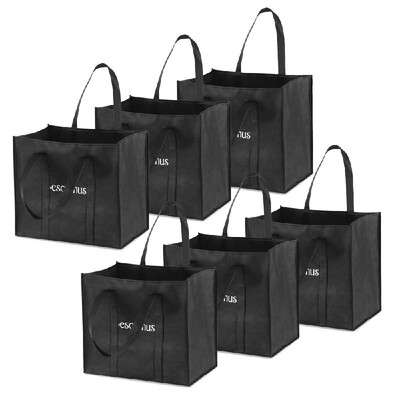 

Esonmus 6pcs set Multipurpose Reusable NonWoven Large Grocery Tote Bags Foldable Shopping Bags Storage Handbags with Dual Reinfor