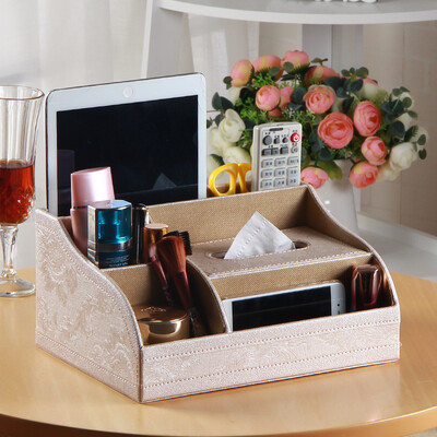 

Yapi Shi leather curved multi-function tissue box box carton napkin creative simple living room desktop storage box paper box drawer gold embroidery