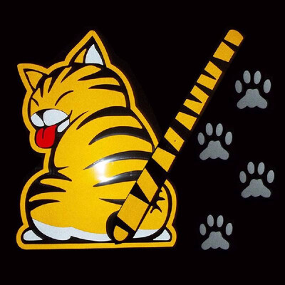 

Cartoon Cat Moving Tail Paws Sticker Window Reflective Sheeting 3D Car Decal Rear Wiper Funny Outside Styling Windshield Auto Vehi