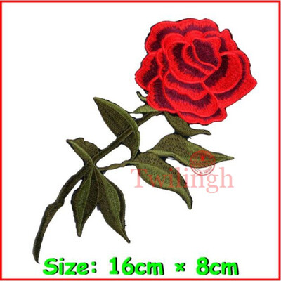 

1 Piece Plum Blossom Flower Patches Iron on 3D Embroidered Patch Red Rose Applique Sew On DIY Repair Accessories Clothes Patches