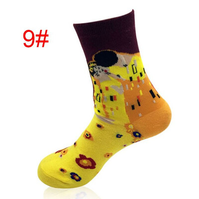 

1 Pair Men&39s Personality Cartoon Cotton Mona Lisa Painting Middle Tube Socks