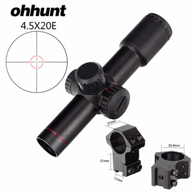 

Ohhunt 45x20E Compact Hunting Rifle Scope Red Illuminated Glass Etched Reticle Riflescope With Flip-open Lens Caps&Rings