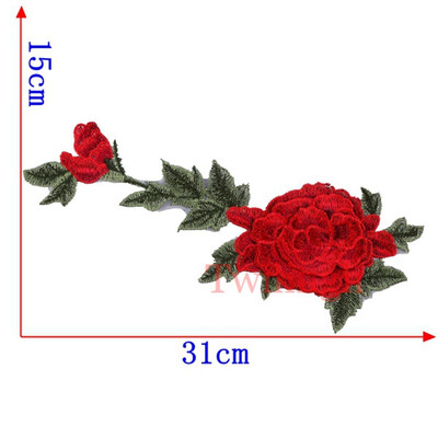

1 Pcs New Brand 3D Patches Big Red Rose Flower Embroidered Patch DIY Iron On Sew On Fabric Repair Clothing For Wedding Patches