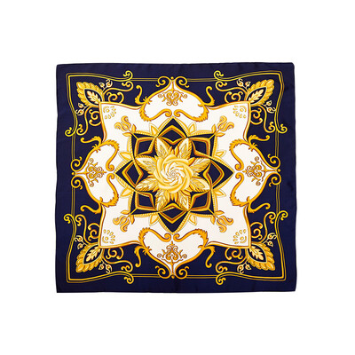 

Silk Shawl Scarf 100 Genuine Brand New Gift Box Flower Print Women Certification Rare&generous 88 88CM Blue Orange Pink 026