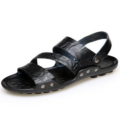 

2018 Summer New Style Fashion Leather Sandals Slip Plus Size Sandals&Slippers Beach Shoes