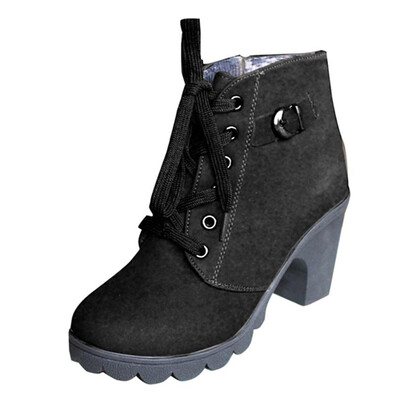 

Womens Wedge High Heels Platform Pump Nubuck PU leather Lace Up Ankle Boot Shoe