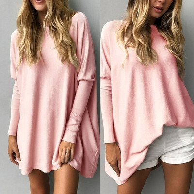 

New Fashion Autumn&Winter Women Casual Solid Color Round Neck Long Sleeve Fluffy T-shirt Sweater Szie S-3XL