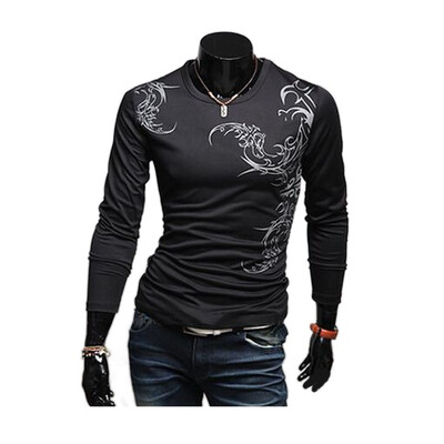 

Zogaa New Mens T-Shirt Fashion Tattoo Slim Casual Round Collar