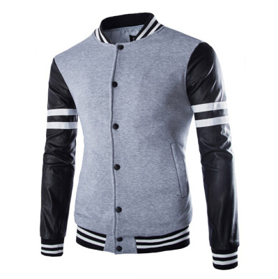 

Zogaa Autumn And Winter New Mens Jacket Leather Sleeve Splice Printing Casual