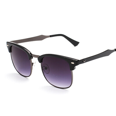 

FEIDU Brand Half Frame Sunglasses Men Women Retro Metal Mirrored Sun Glasses Unisex Travellers Clear Lens Gafas De Sol