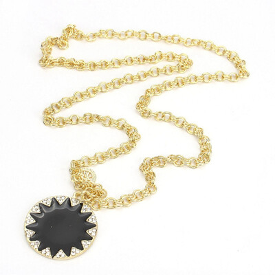 

New Golden Crystal Sunflower Pendants Long Chain Sweater Necklace 60143