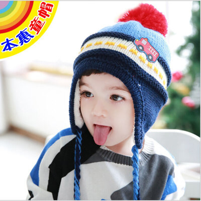 

Buebos Ninos 2015 New Super Cute Car Cashmere Ear Warmer Baby Kids Boye Girls Knitted Beanie Hat