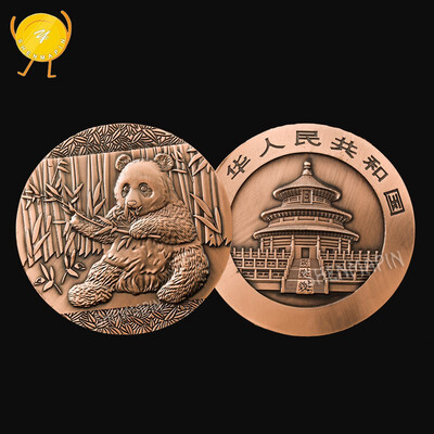 

Chinese national treasure panda commemorative coin big red copper panda coin double relief lucky animal coin art collection gift