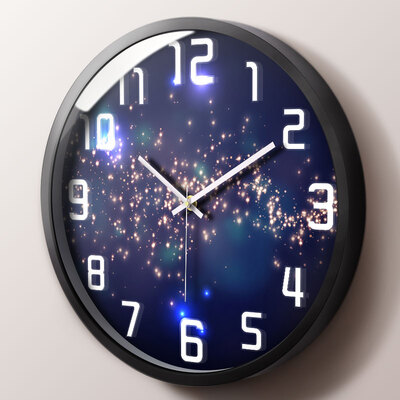 

Momen wall clock living room silent clocks create a European-style personality clock Galaxy quartz clock 14 inches HJ0021 metal black