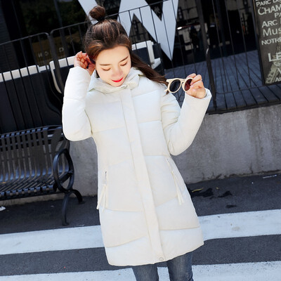 

Womens Cotton Long Coat Fashion Hooded Slim Thin Winter Jacket 2018 New Arrival