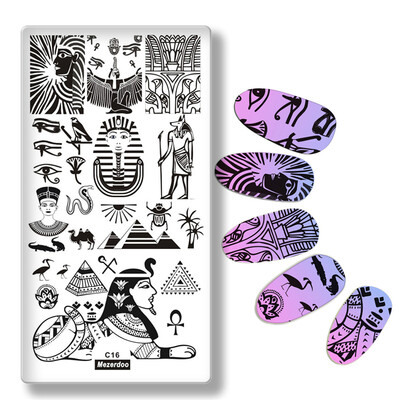 

Mezerdoo Pyramid Snake Egypt Theme Nail Art Stainless Plate Image Stamping Plates DIY Manicure Printing Template Plate Tool C16