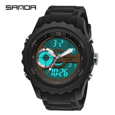 

SANDA Men Analog Quartz Digital Watch Dual Display Waterproof Sports Watches for Men Silicone LED Electronic Watch