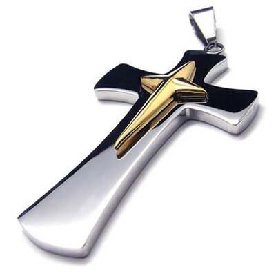 

Hpolw New HOT Sale Fashion Jewelry Stainless Steel Star Cross Mens Womens Necklace Pendant - Gold,18-28 inches Chain