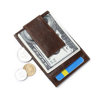 

Antimagnetic Card Package Ultrathin Leather Brwon Bank Card Sets Wallet