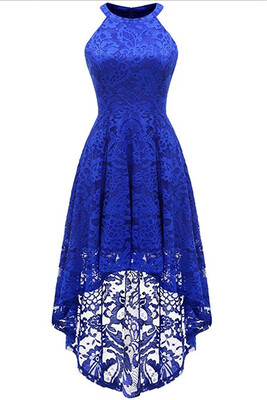 

2018 Lace Dress Female Robe Casual Rockabilly High Low Sleeveless Swing Summer Dresses