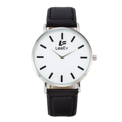

LeeEv Fashion Leather Band Stainless Steel Case Casual Watch for Men