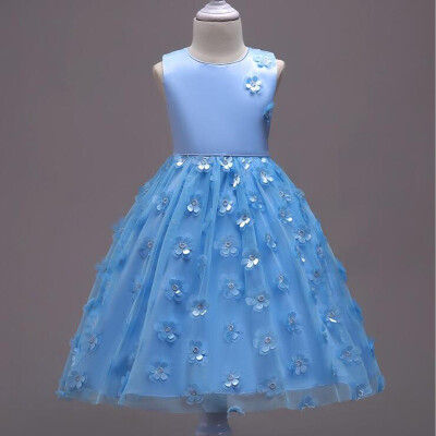 

New Girl Childrens Lace three-dimensional petal dress child Princess Dress Wedding Christmas Party Dress