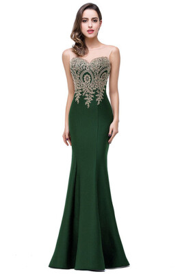 

Backless AppliqBackless Appliquesues Formal Evening Prom Gown