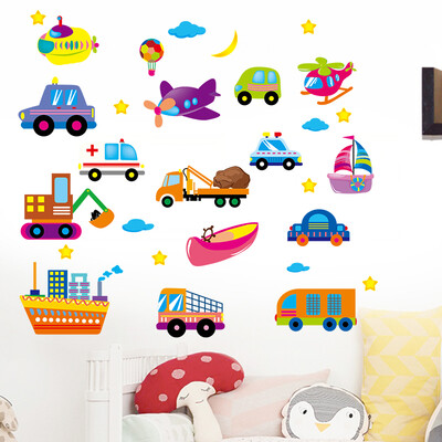 

Inkfish wall stickers cartoon car 3040cm 7543 aircraft train ship kindergarten decoration stickers environmental layout boy boy baby bedroom bedside background wall